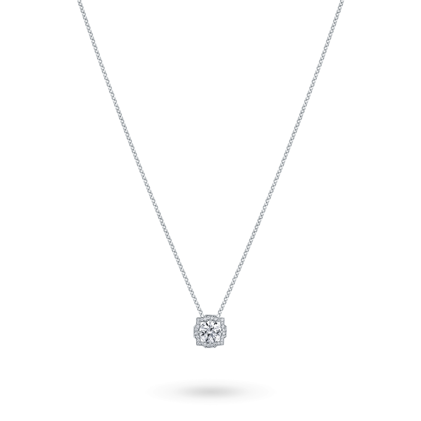 Pendentif Belle en diamant taille brillant et micropavage sur une chaîne plus longue
