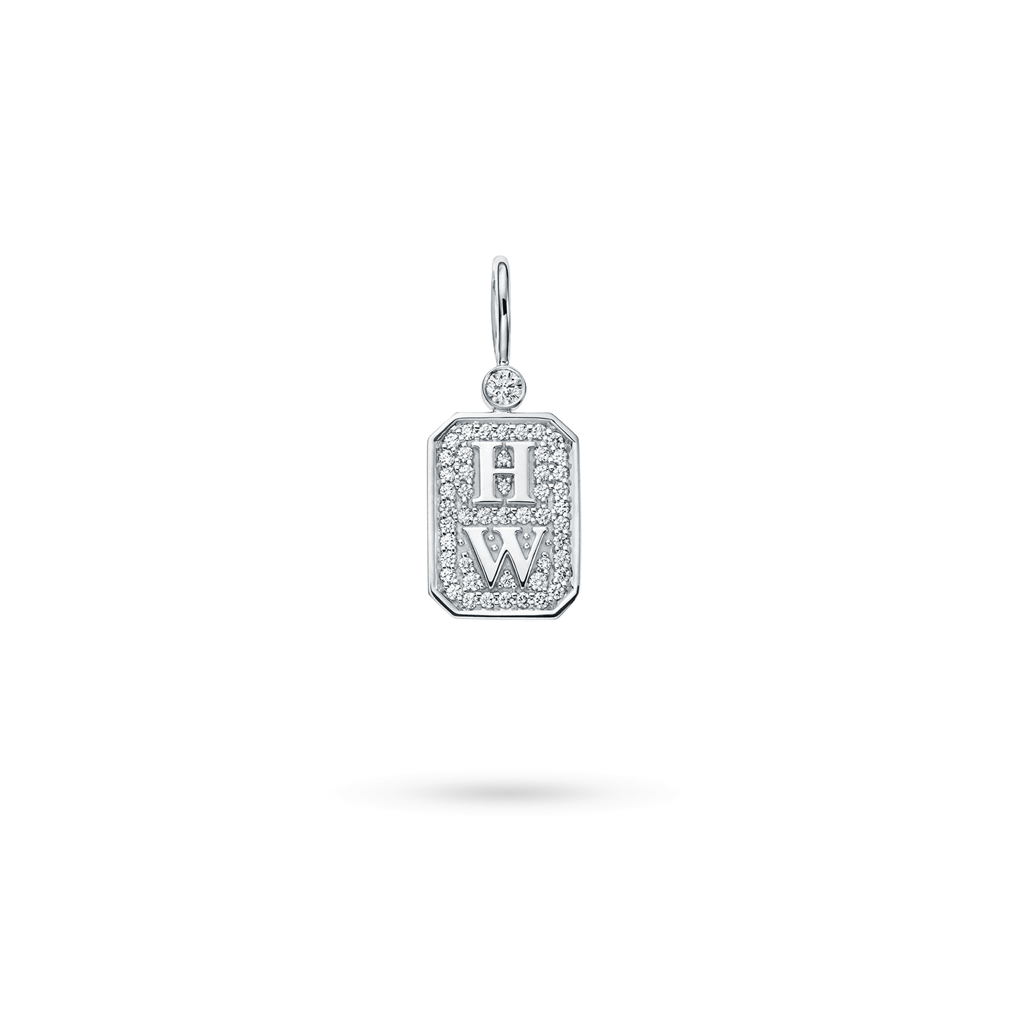 HW Logo Charm in Platinum Harry Winston