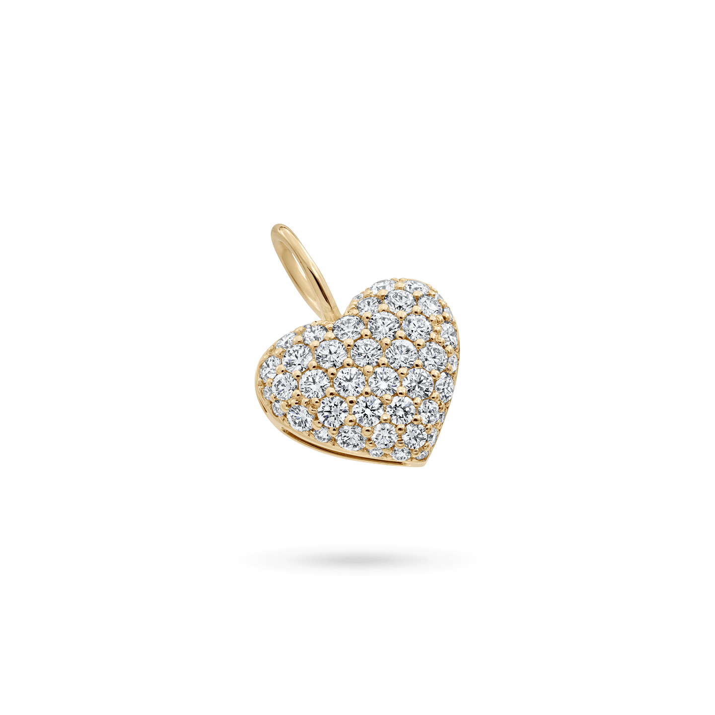 Pavé Heart Charm in Yellow Gold