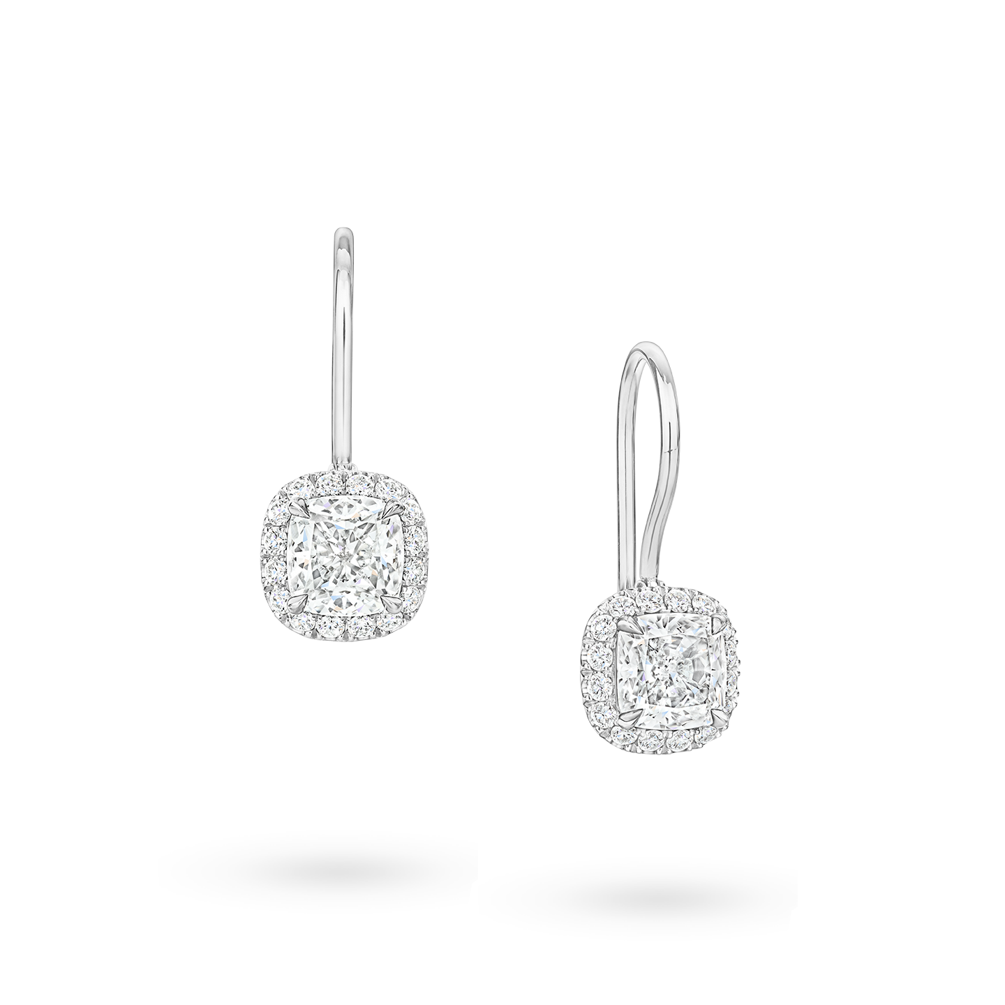 Angled view of the Cushion-Cut Diamond Earstuds on Wires