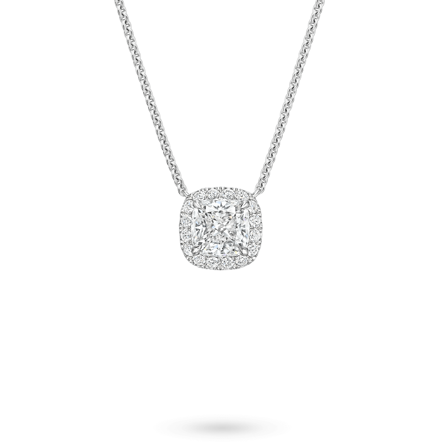 Blue Sapphire & Diamond Necklace 1/8 ct tw Cushion/Round-Cut 10K White Gold  18