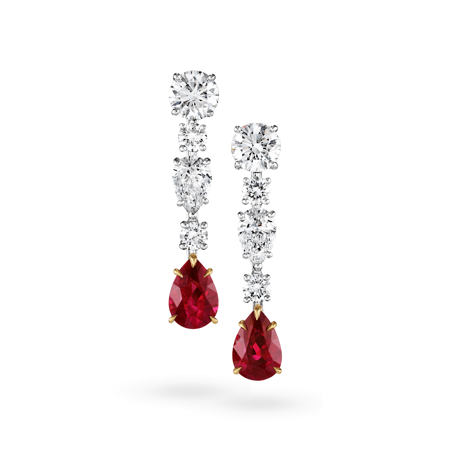 Diamond and Ruby Drop Earrings, Product Image 1