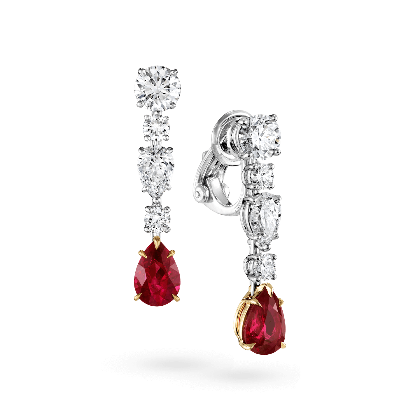 Pear Shape Ruby Dangle Earrings Solid 18k Rose Gold Diamond Jewelry   Wholesale Gemstone Jewelry and Designer Jewelry Manufacturer  Gemco Designs