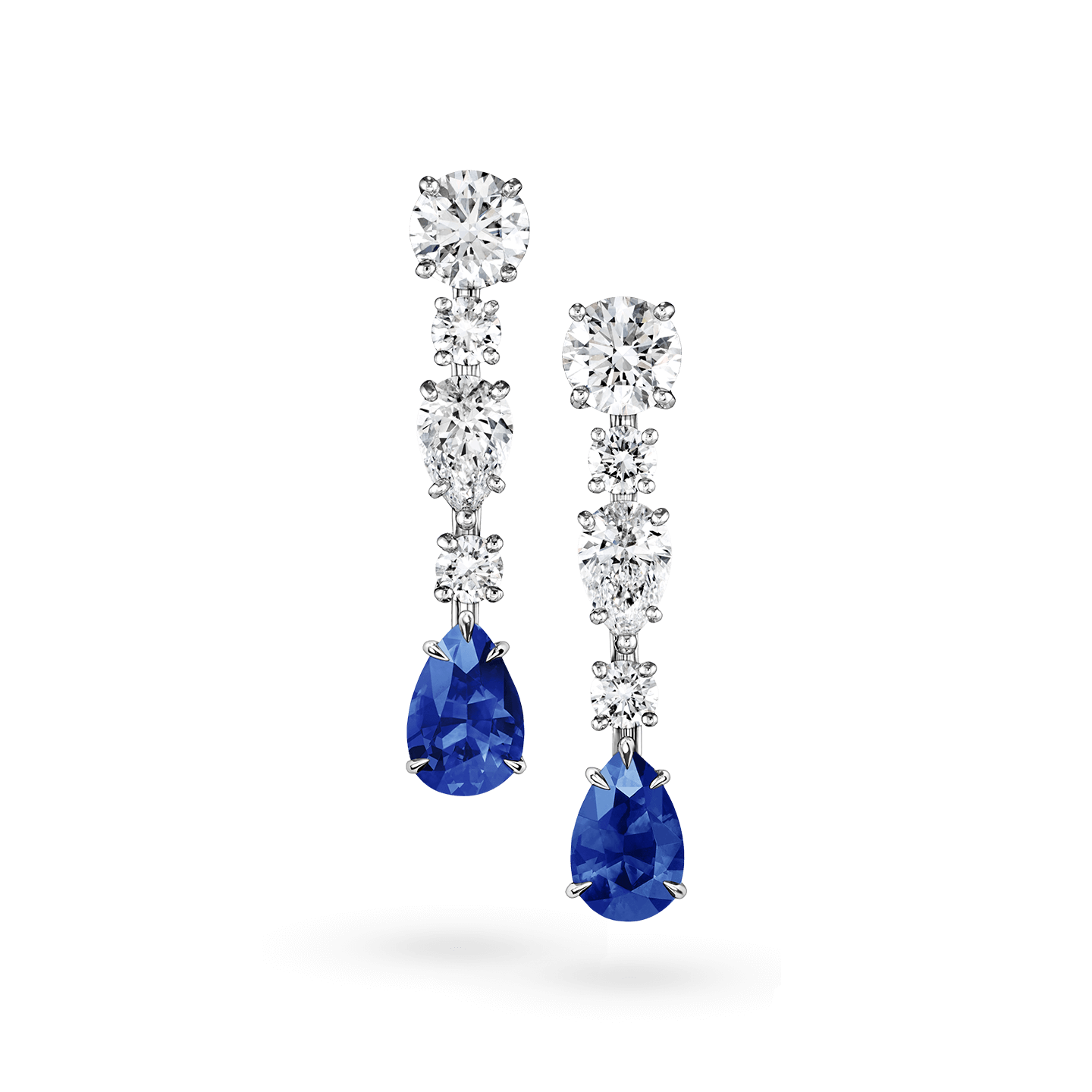 Diamond and Sapphire Drop Earrings, Product Image 1