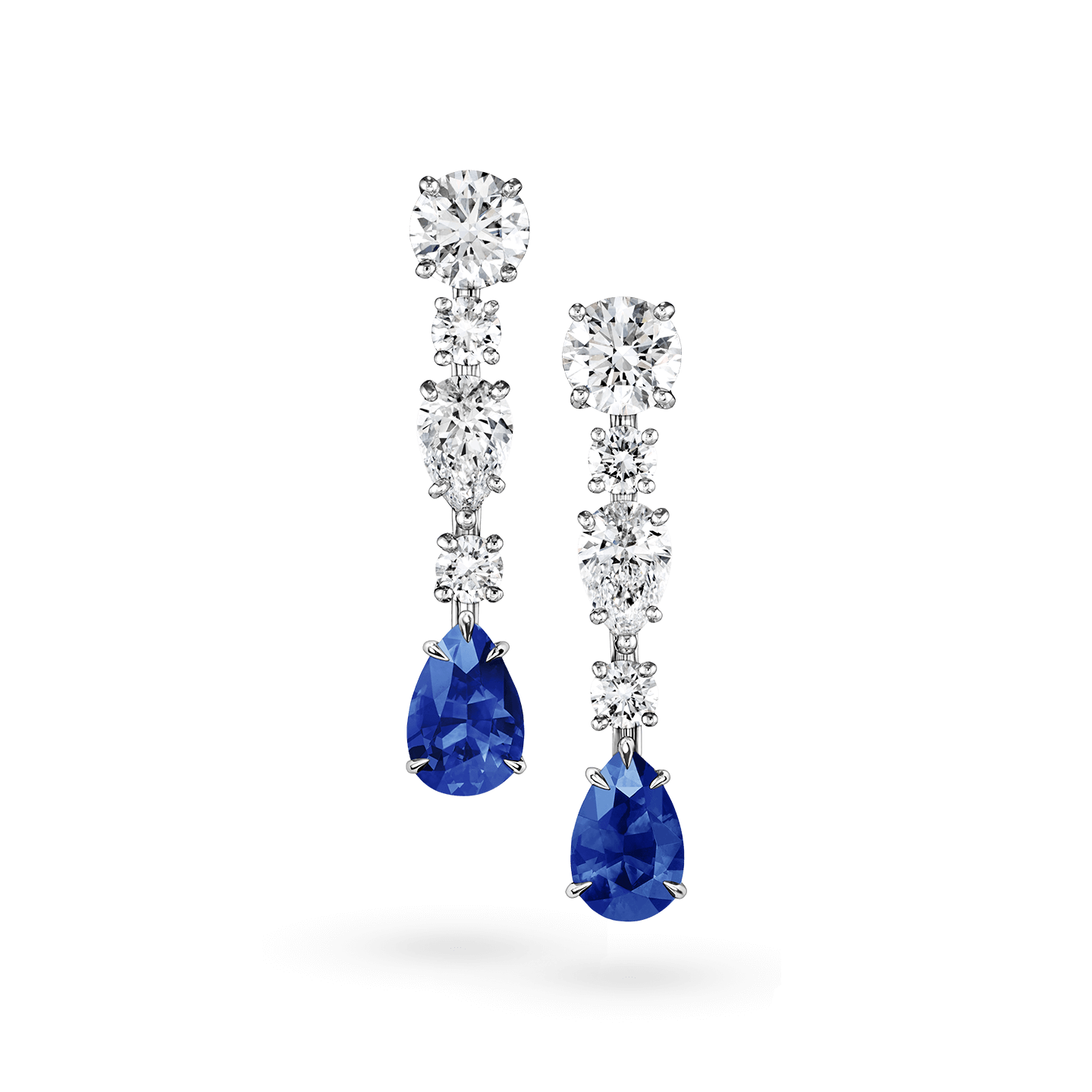 Vue de face de la Boucles d'oreilles en saphir et diamant