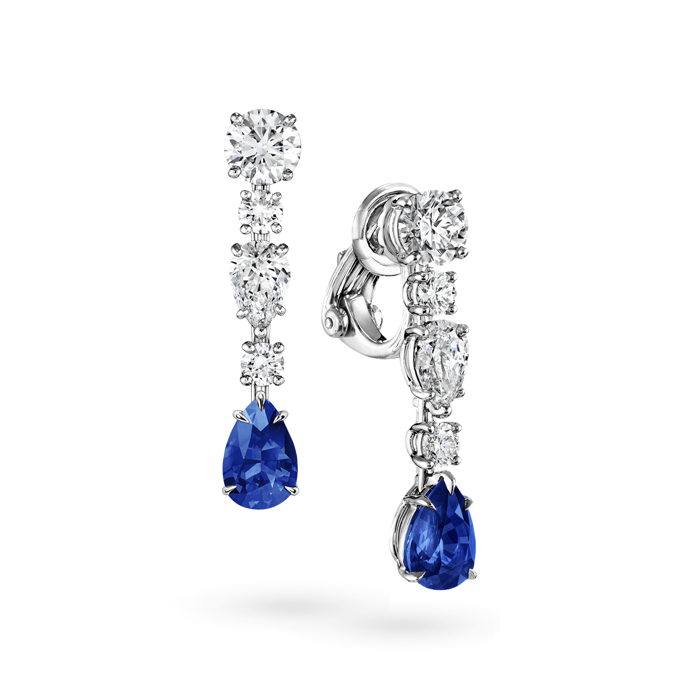 Diamond and Sapphire Drop Earrings, Product Image 2