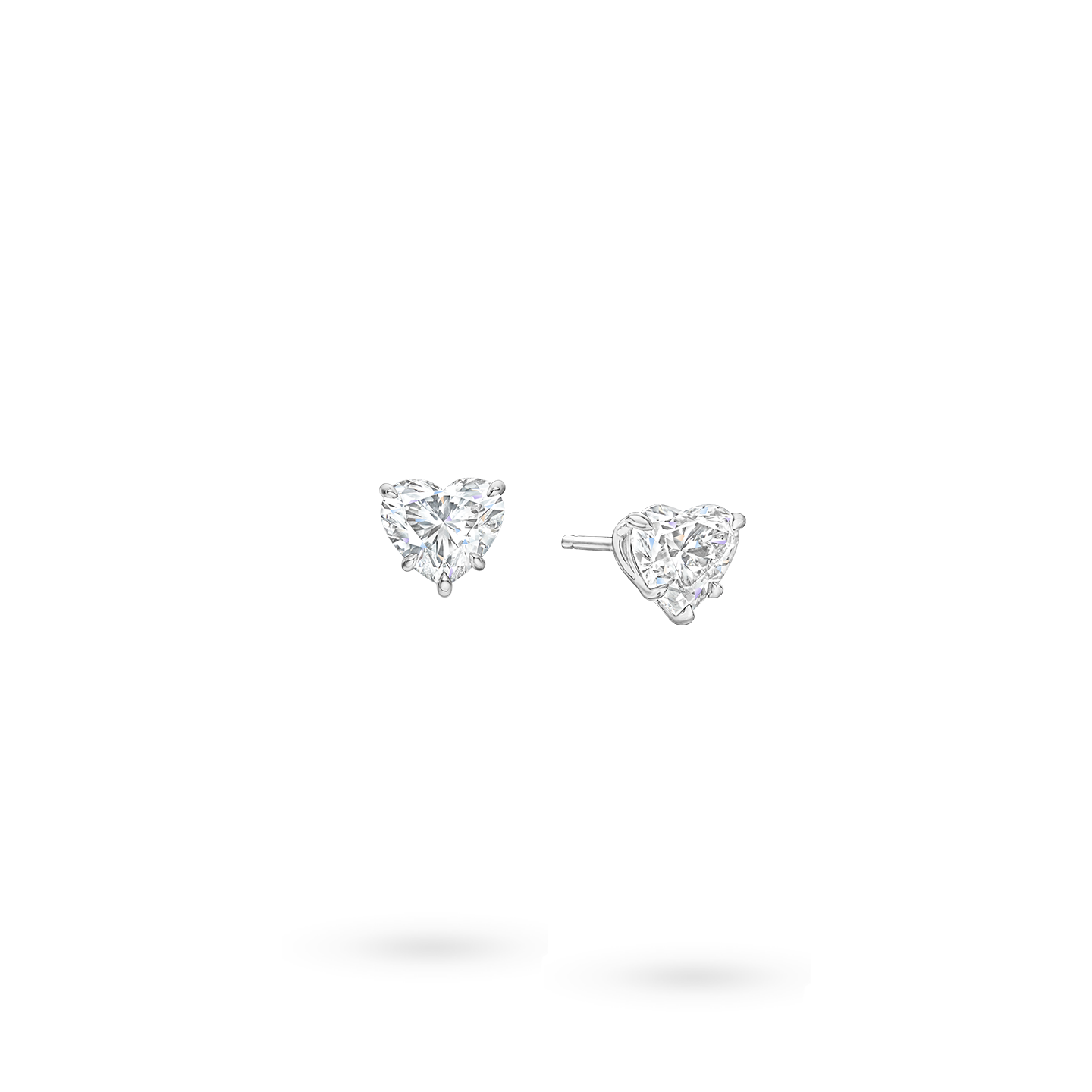 Angled view of the Heart-Shaped Diamond Earstuds
