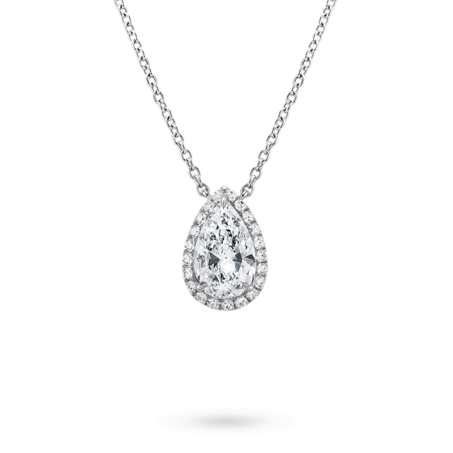 Pear shaped top diamond halo pendant