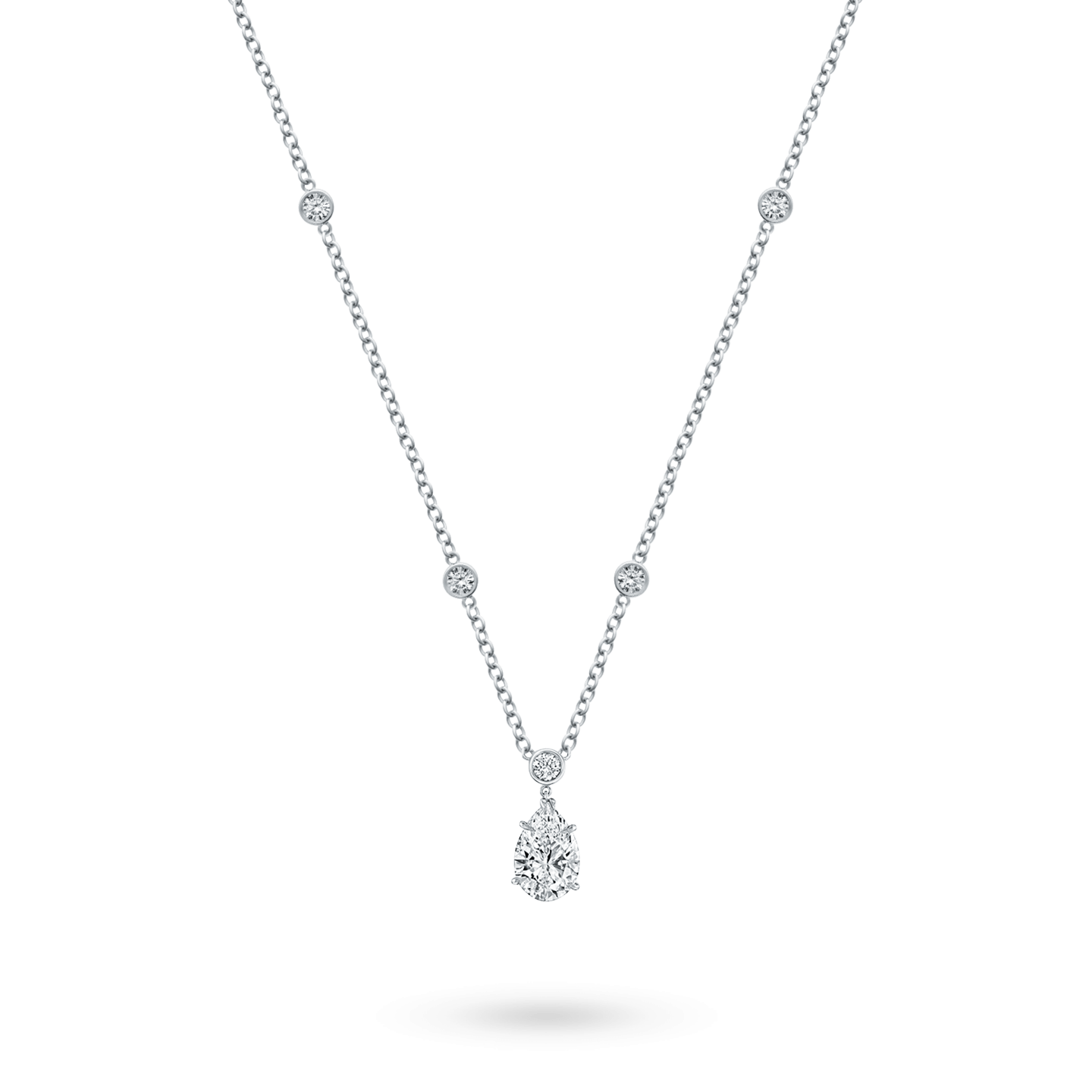 Pear-Shaped Diamond Pendant on a Rondelle Chain, Product Image 2