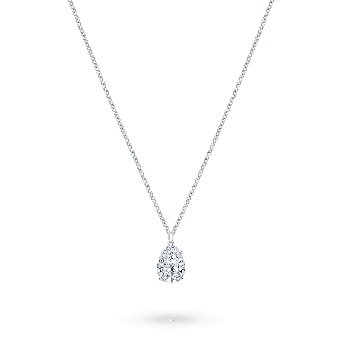 Pave Set Pear-Shaped Pendant, 14k White Gold - Mills Jewelers