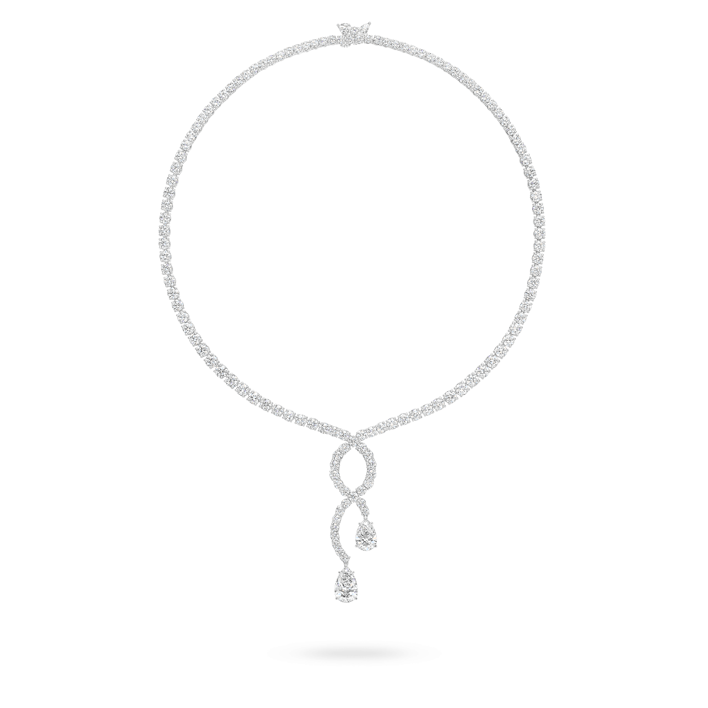 Round Brilliant and Pear-Shaped Cascading Diamond Necklace, Product Image 1