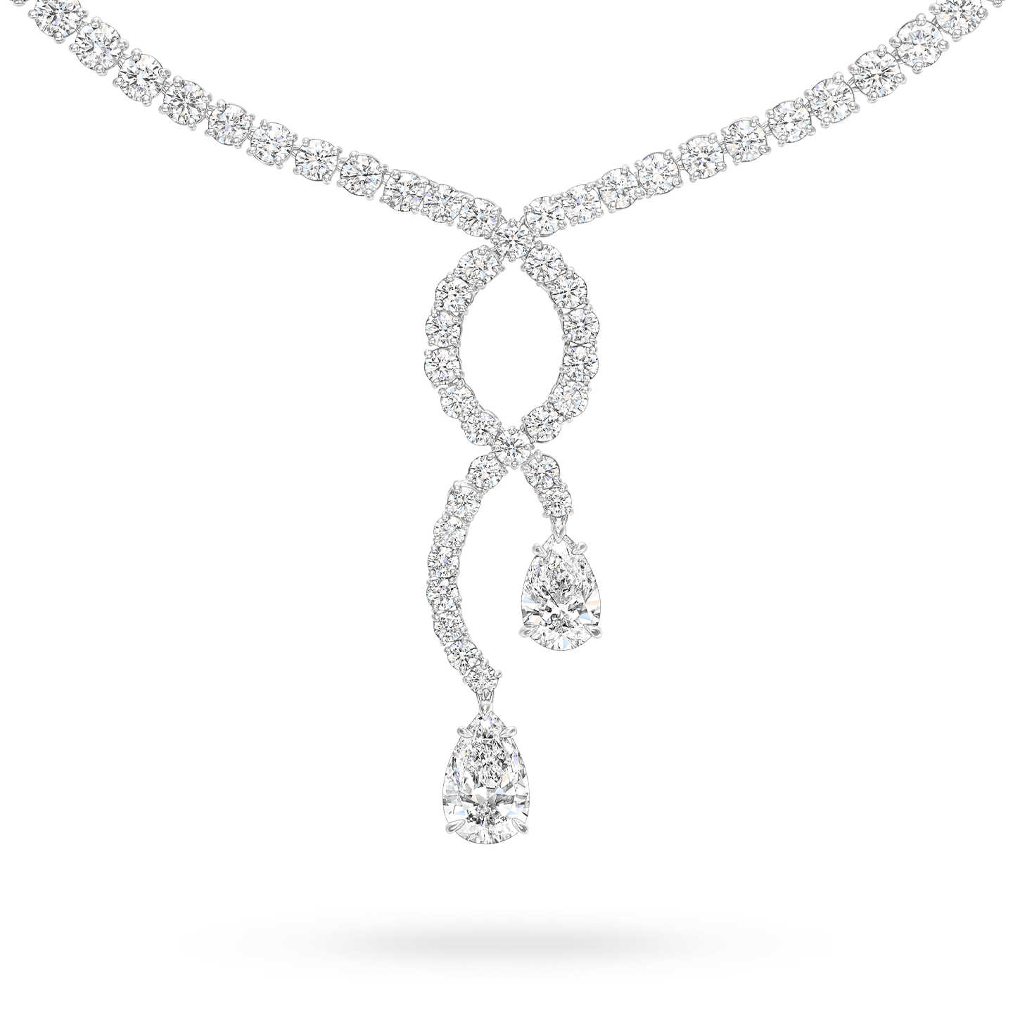 Vue rapprochée de Collier Cascade en diamant taille brillant et poire
