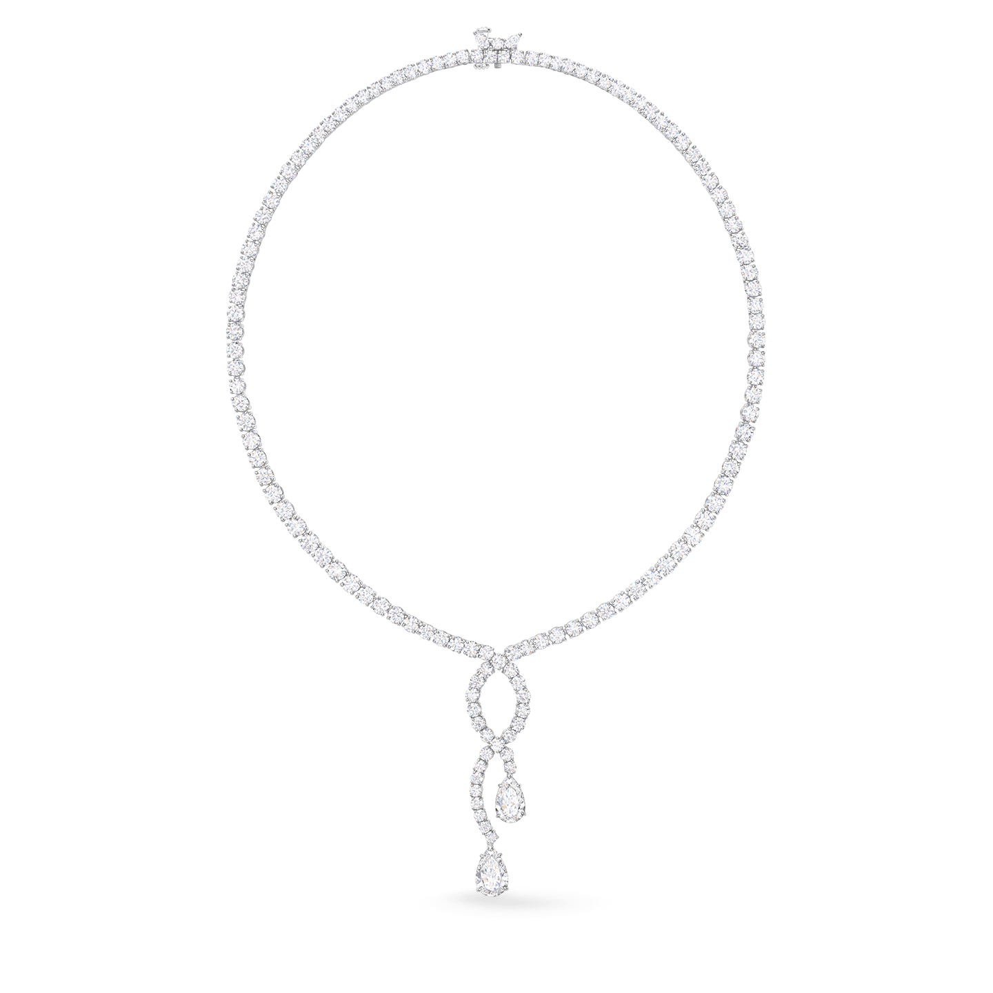 Round Brilliant and Pear-Shaped Cascading Diamond Necklace