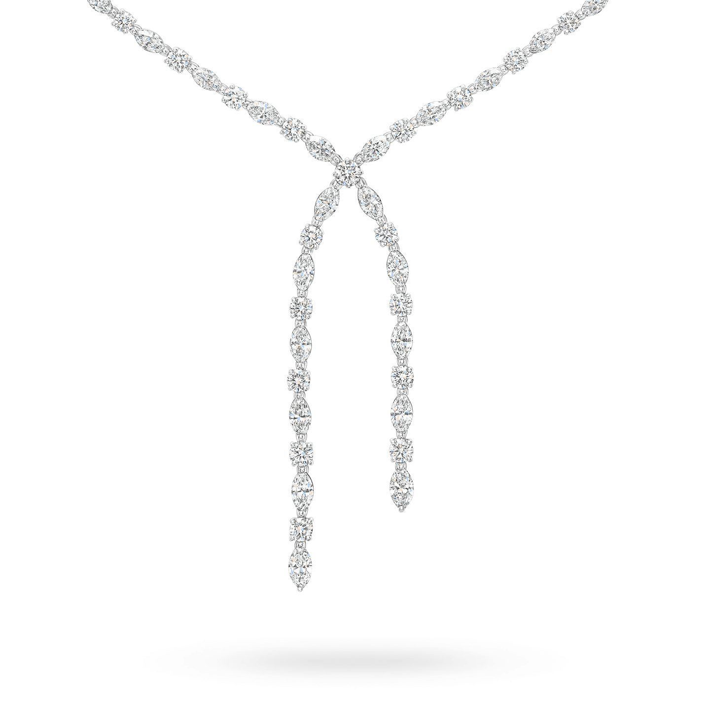 Vue rapprochée de Collier Lariat diamants taille brillant et marquise, Small