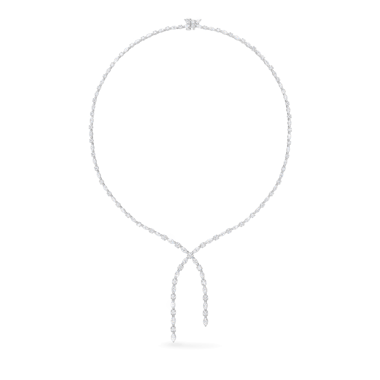 Small Round Brilliant and Marquise Lariat Diamond Necklace