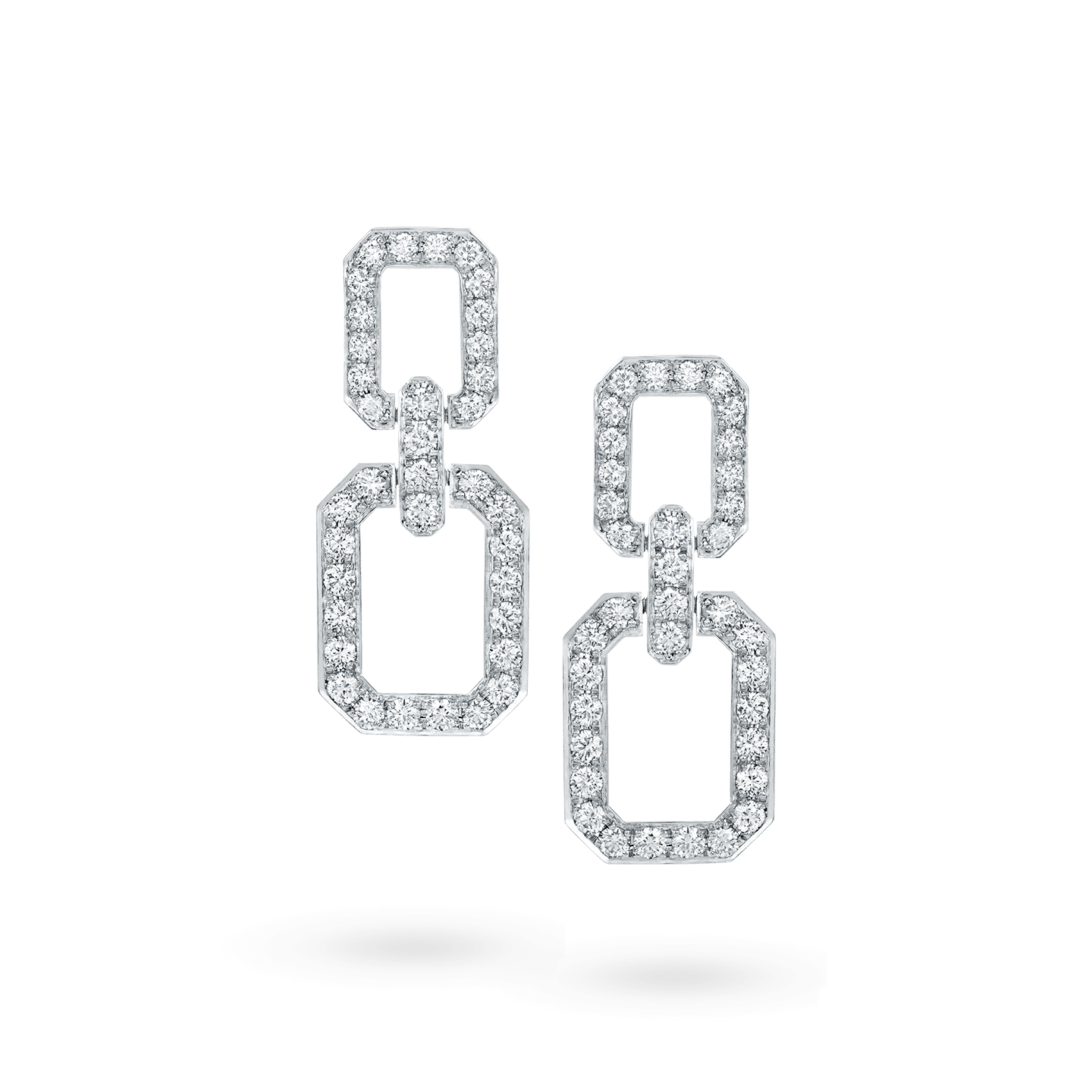 Diamond Links中号钻石耳环正面视图