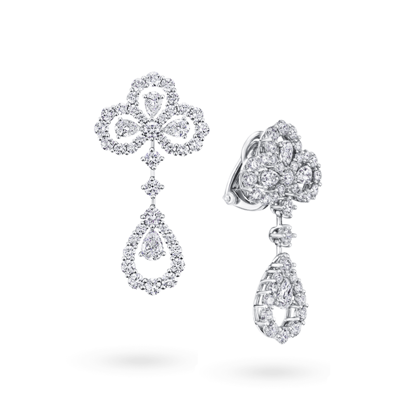 Vue en angle de la Boucles d'oreilles Diamond Loop Chandelier
