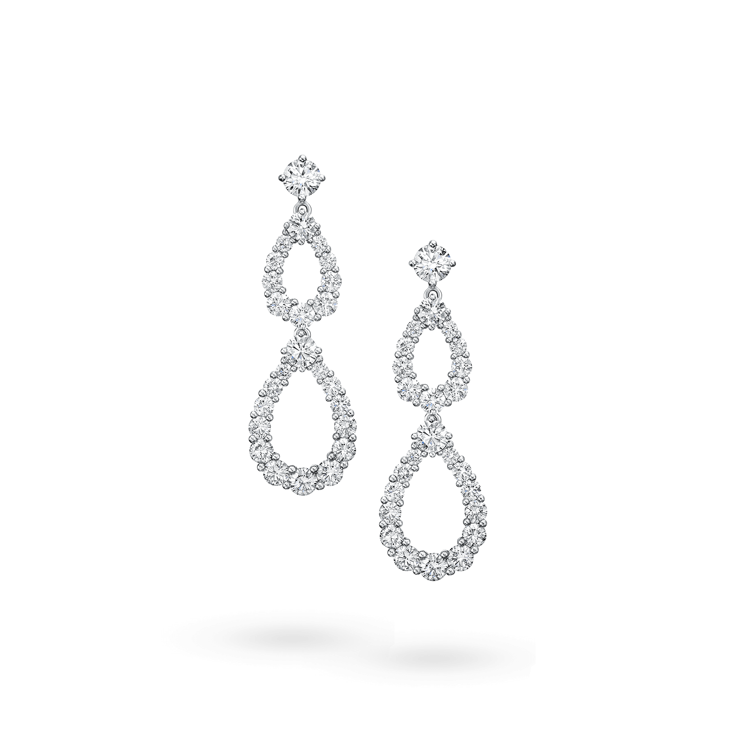 Vue de face de la Boucles d'oreilles Diamond Loop double en diamant