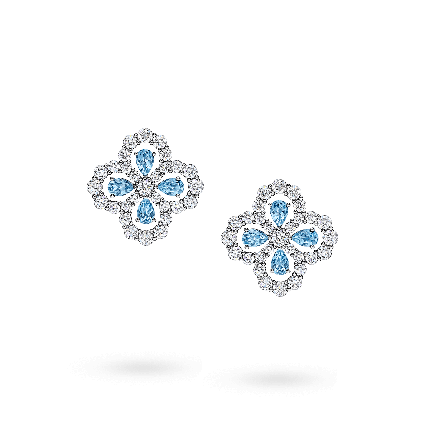 Diamond Loop海蓝宝石和钻石耳环正面视图