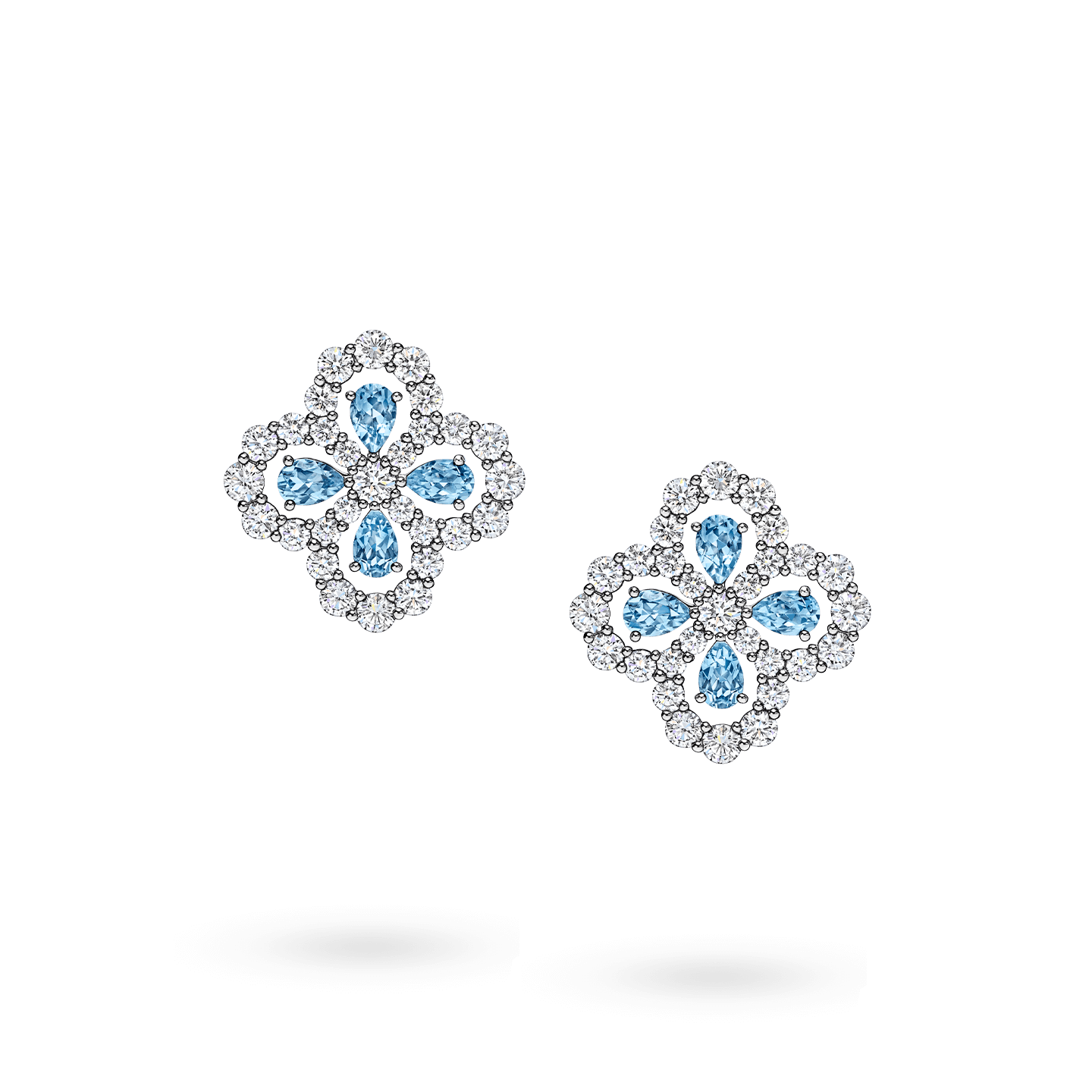 Diamond Loop Full Motif Aquamarine and Diamond Earrings, Product Image 1