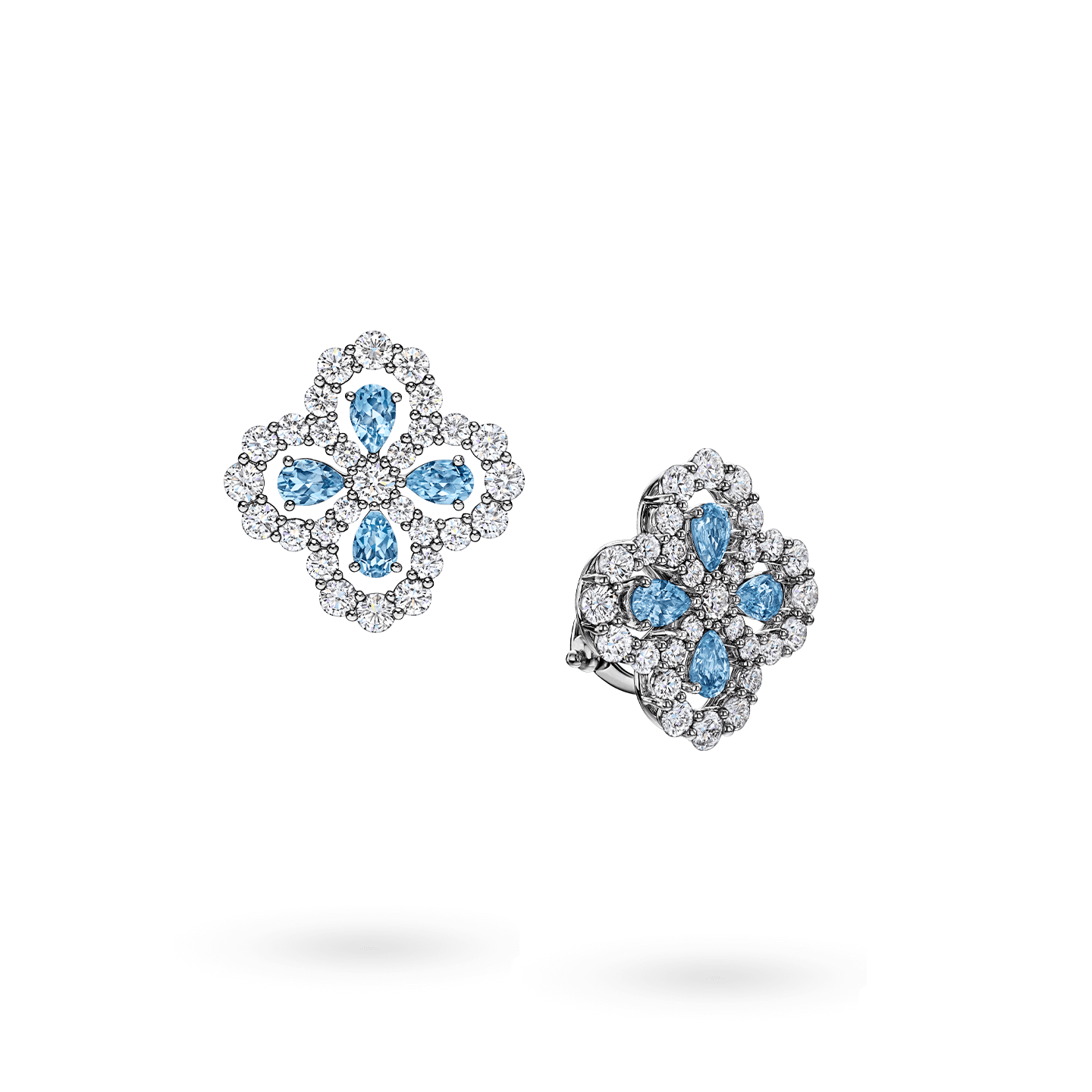 Diamond Loop Full Motif Aquamarine and Diamond Earrings, Product Image 2