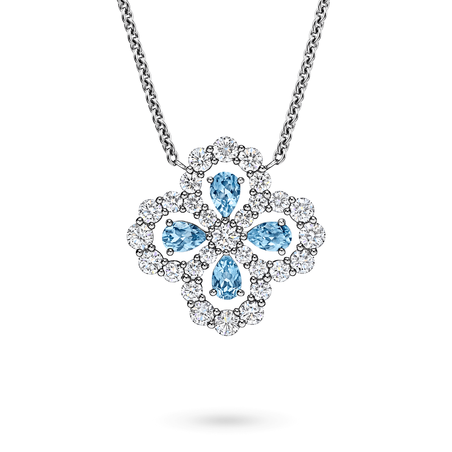 Diamond Loop Full Motif Aquamarine and Diamond Pendant