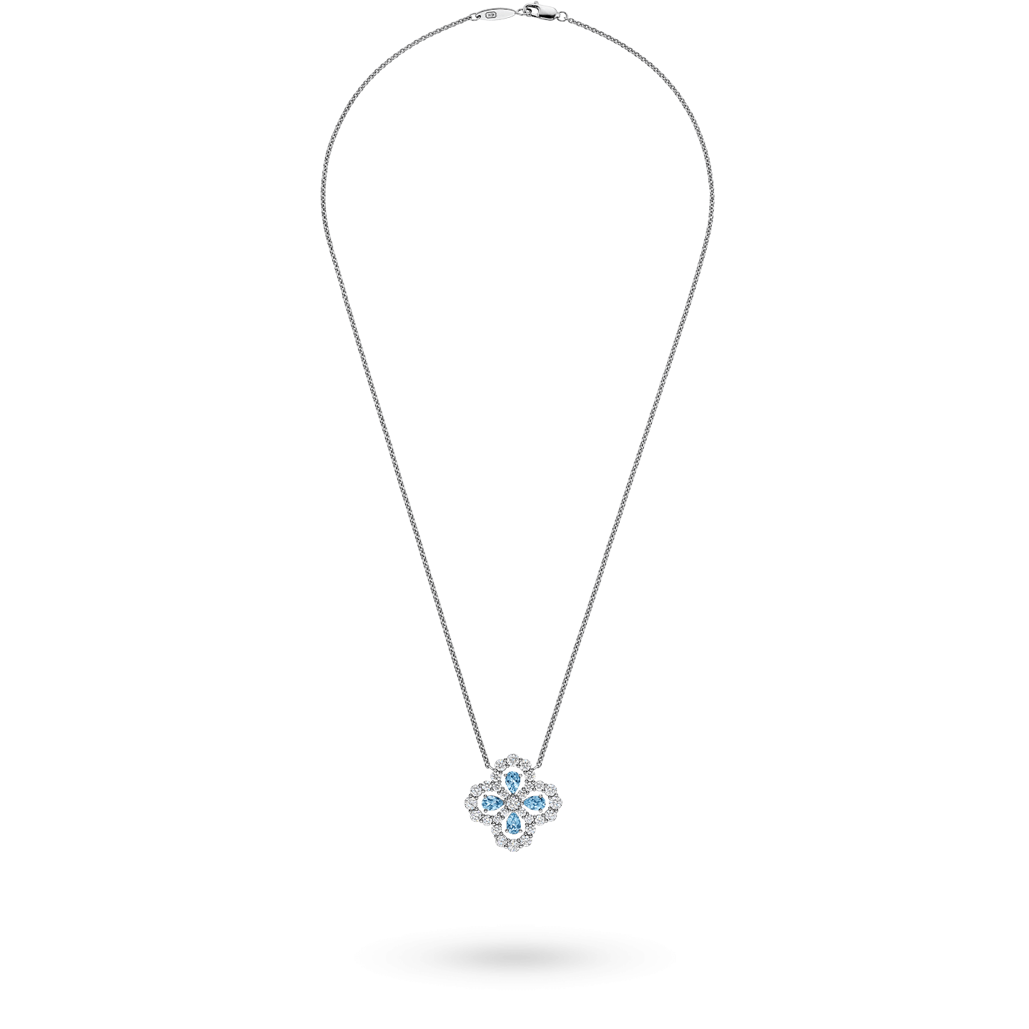 Pendentif Diamond Loop en aigue-marine et diamant sur une chaîne plus longue