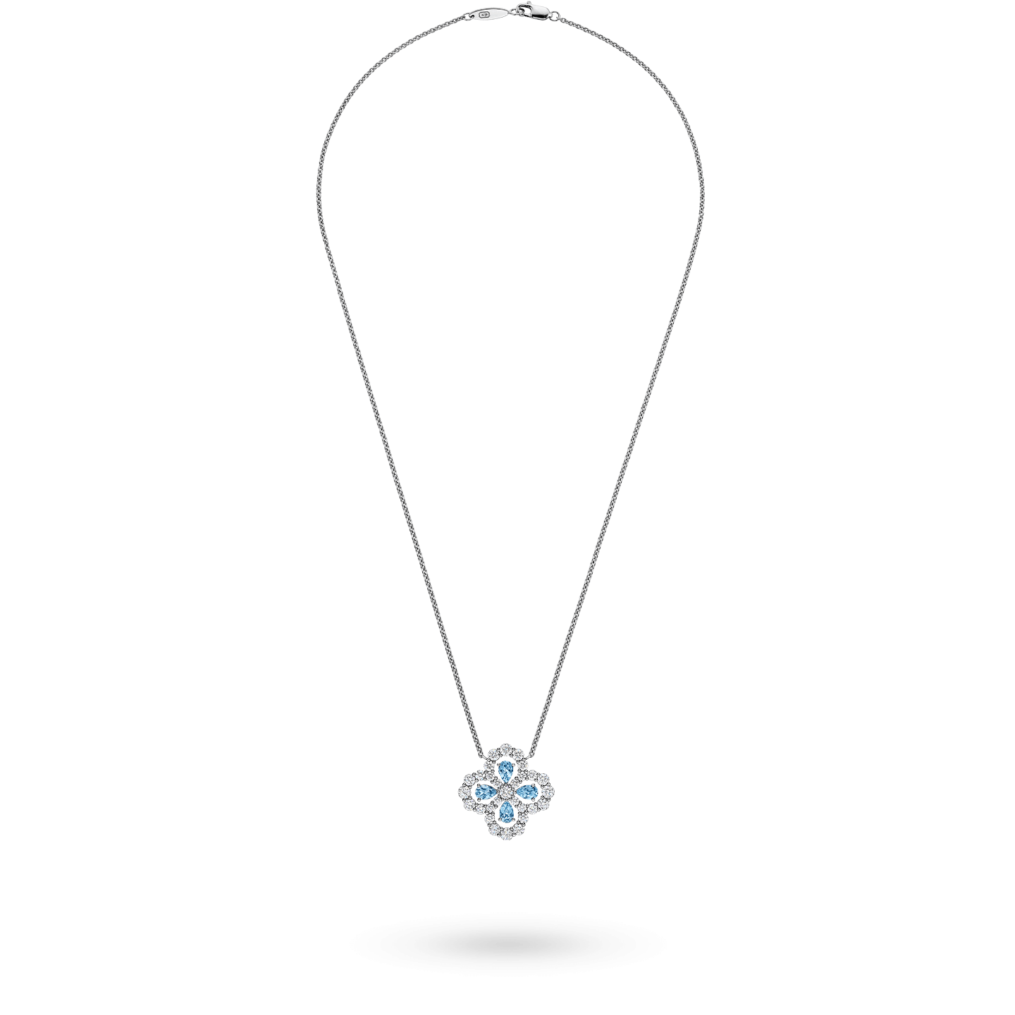 Diamond Loop Full Motif Aquamarine and Diamond Pendant, Product Image 2