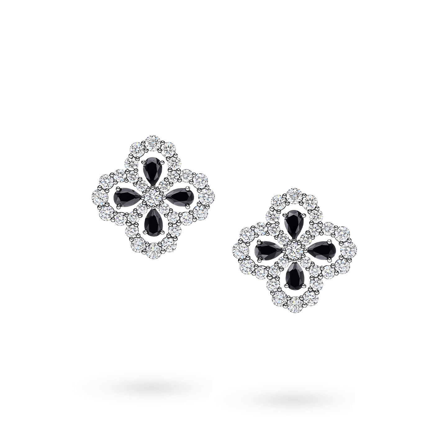 Diamond Loop Full Motif Black Spinel and Diamond Earrings, Product Image 1