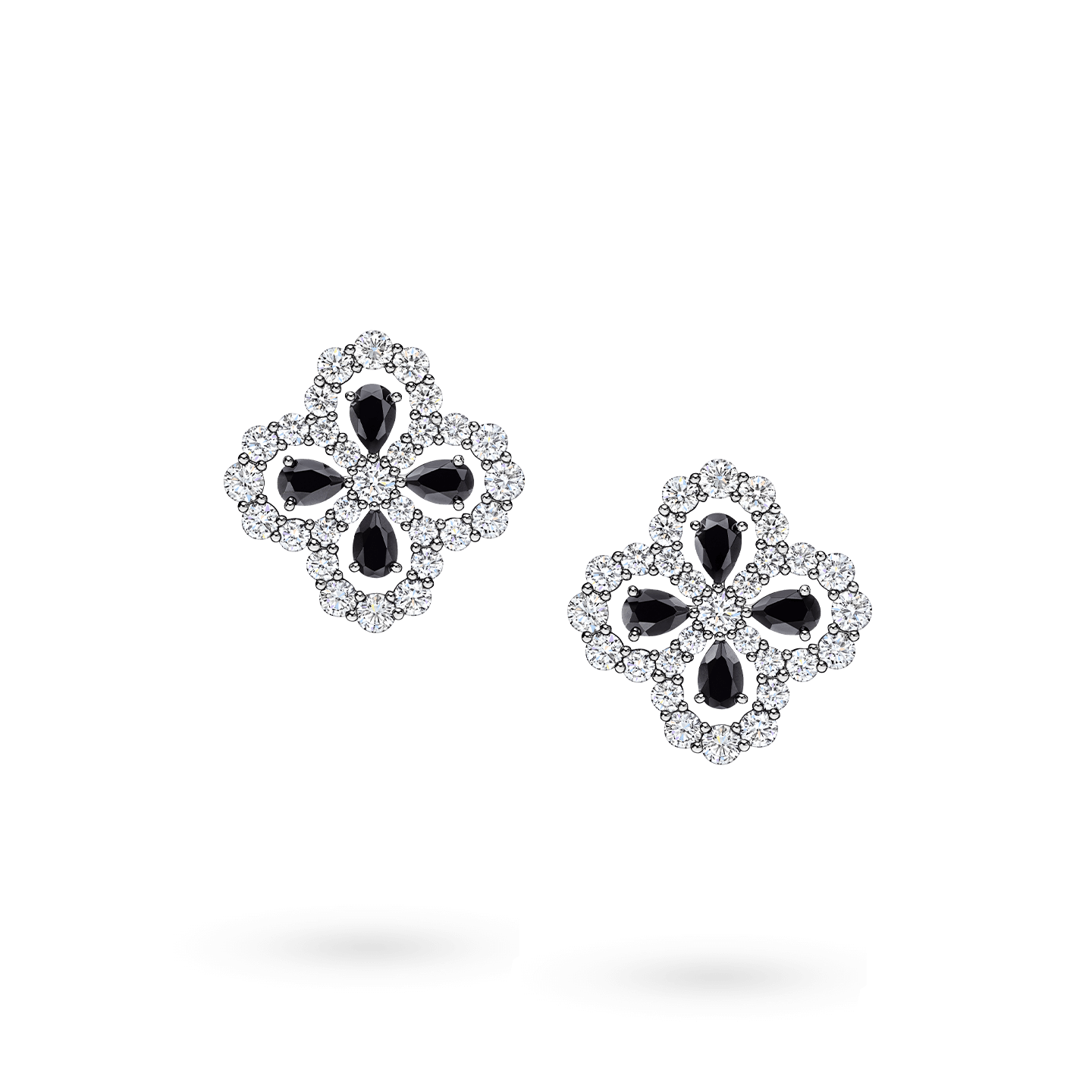 Diamond Loop系列黑色尖晶石鑽石耳環正面視圖