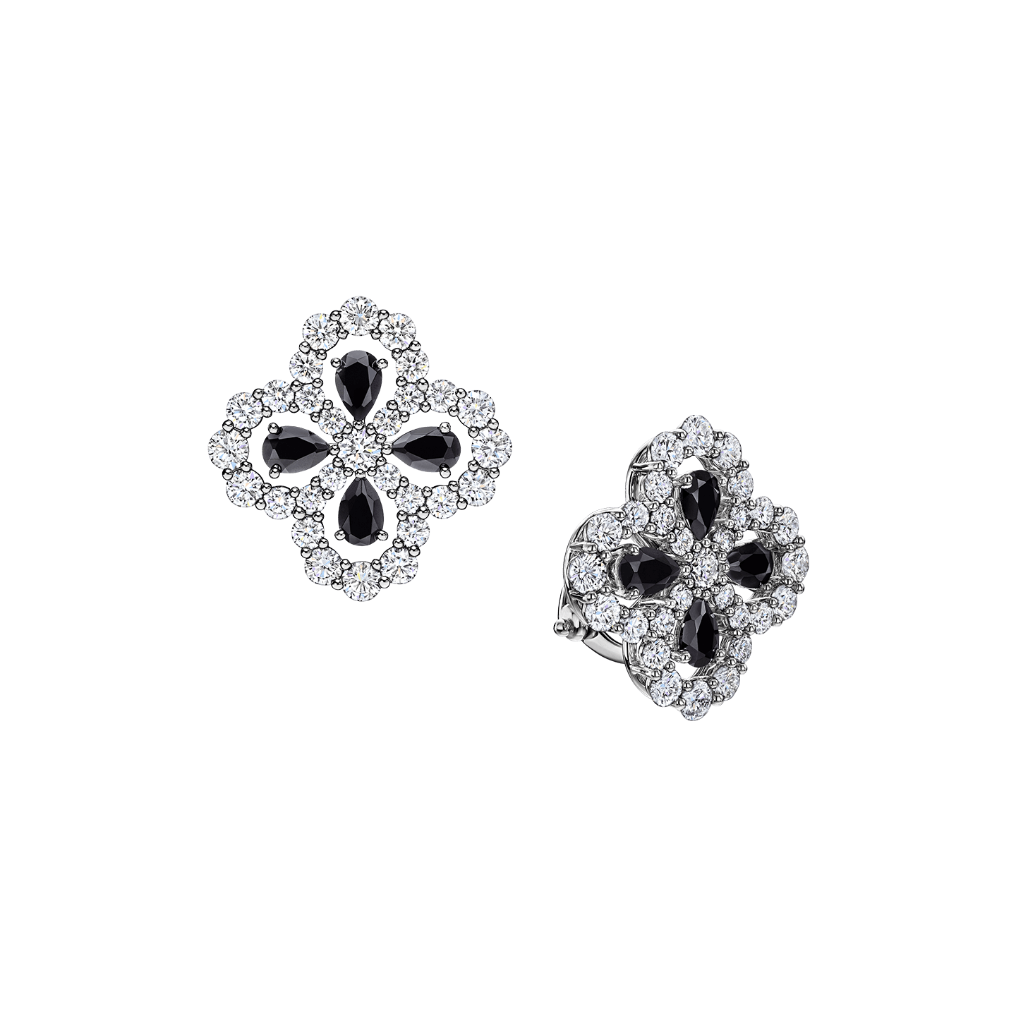 Diamond Loop系列黑色尖晶石鑽石耳環斜視圖