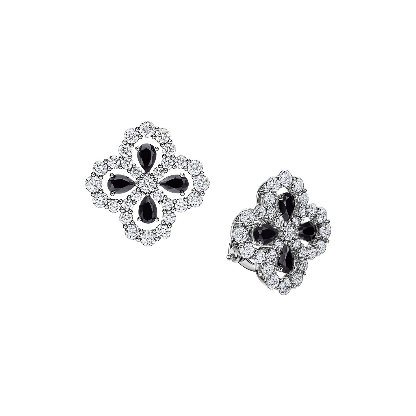 Diamond Loop Full Motif Black Spinel and Diamond Earrings, Product Image 2