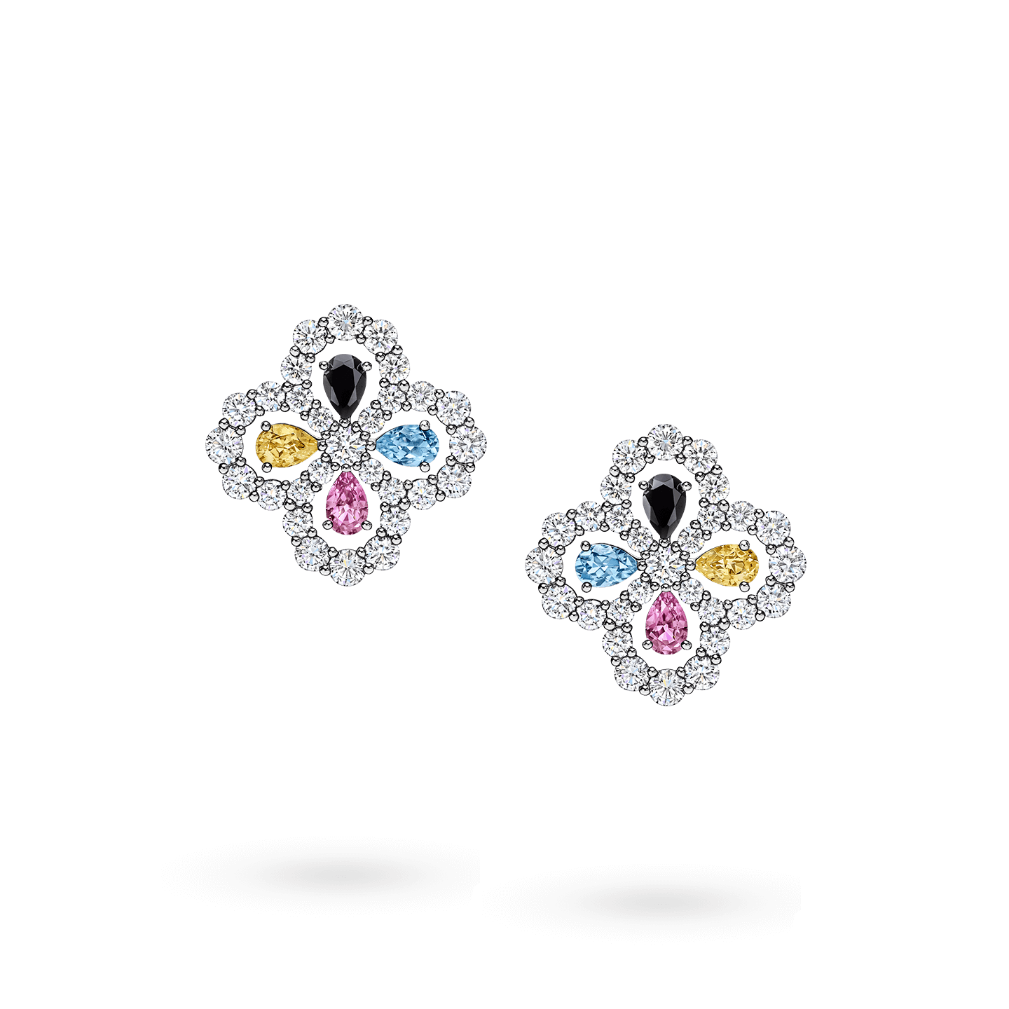 Diamond Loop Full Motif Multi Color Stone and Diamond Earrings, Product Image 1