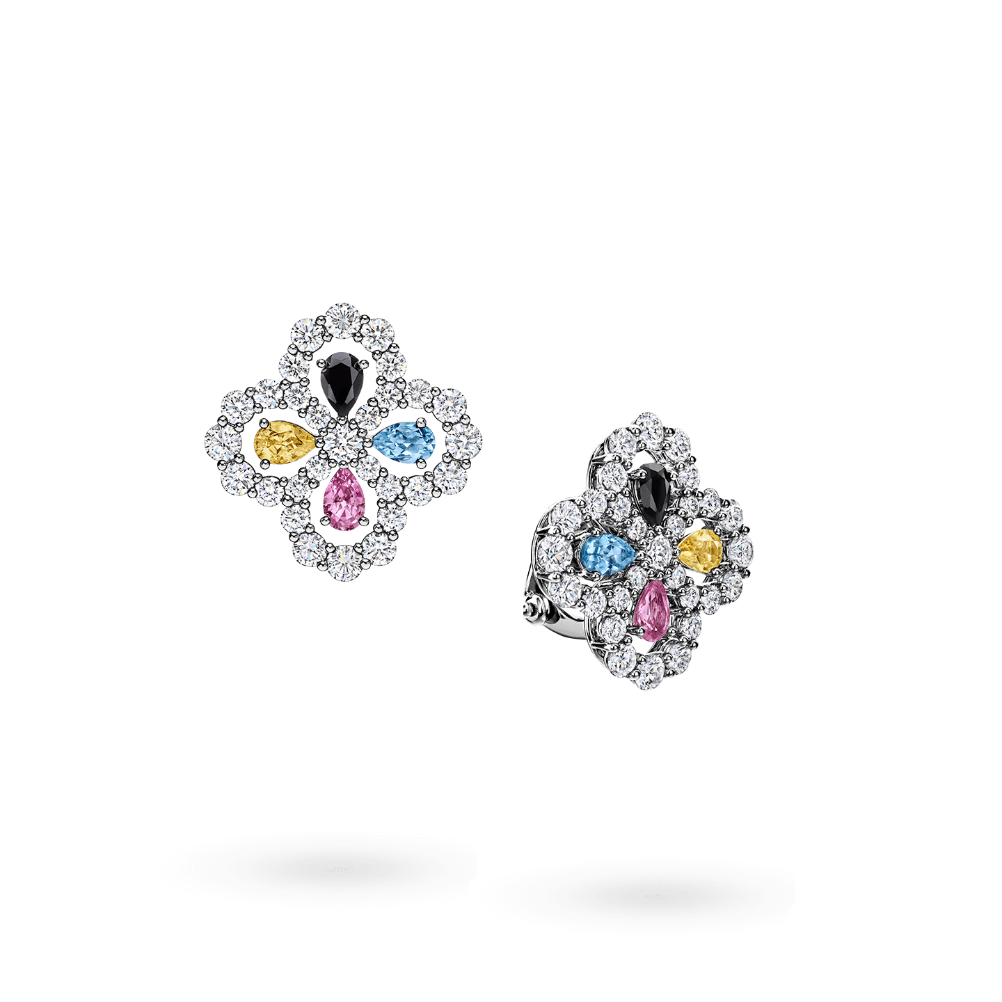 Diamond Loop Full Motif Multi Color Stone and Diamond Earrings, Product Image 2