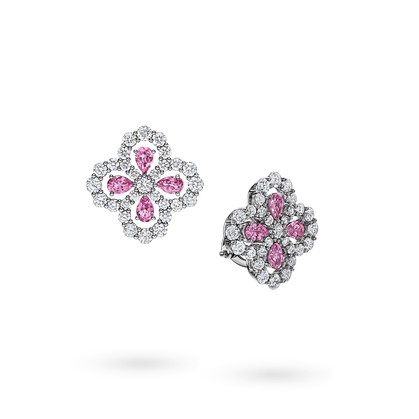 Sunstone Diamond Pink Sapphire Gold Stud Earrings Bena Jewelry Design