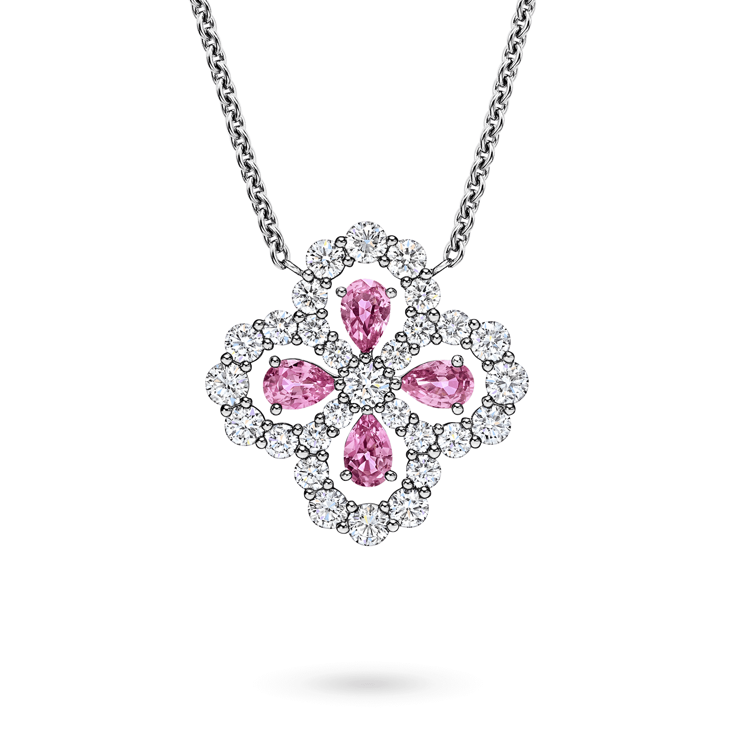 Diamond Loop Full Motif Pink Sapphire and Diamond Pendant, Product Image 1