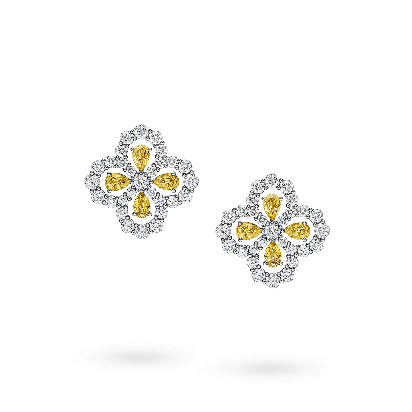 Diamond Loop Full Motif Yellow Sapphire and Diamond Earrings, Product Image 1