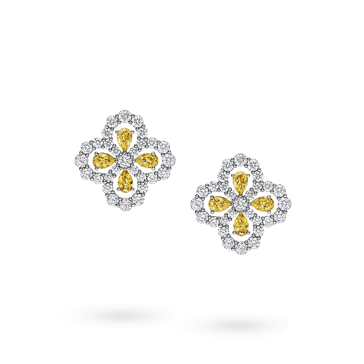 Diamond Loop系列黃色剛玉鑽石耳環正面視圖