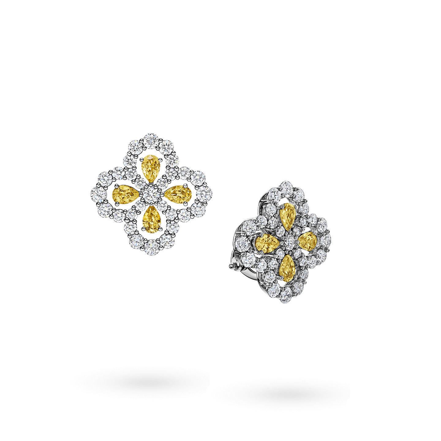 Diamond Loop Full Motif Yellow Sapphire and Diamond Earrings, Product Image 2