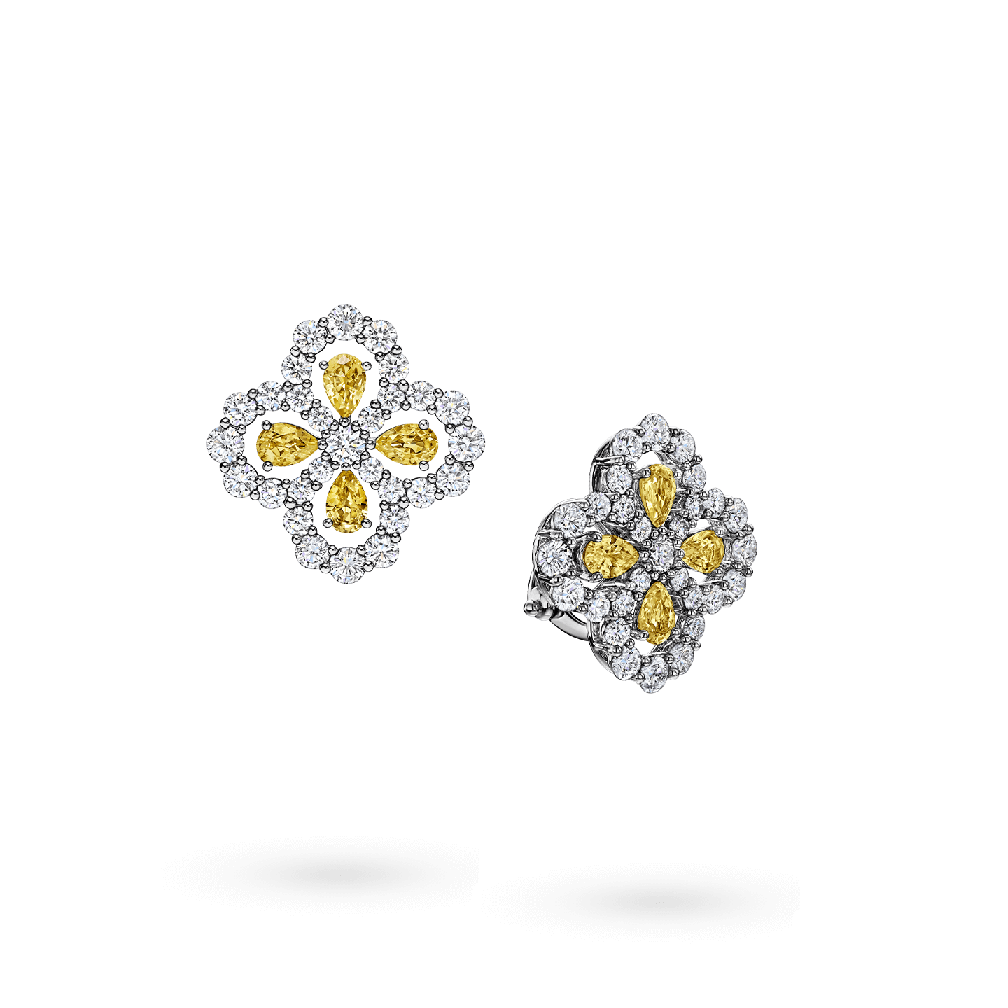 Diamond Loop黄色蓝宝石和钻石耳环斜视图