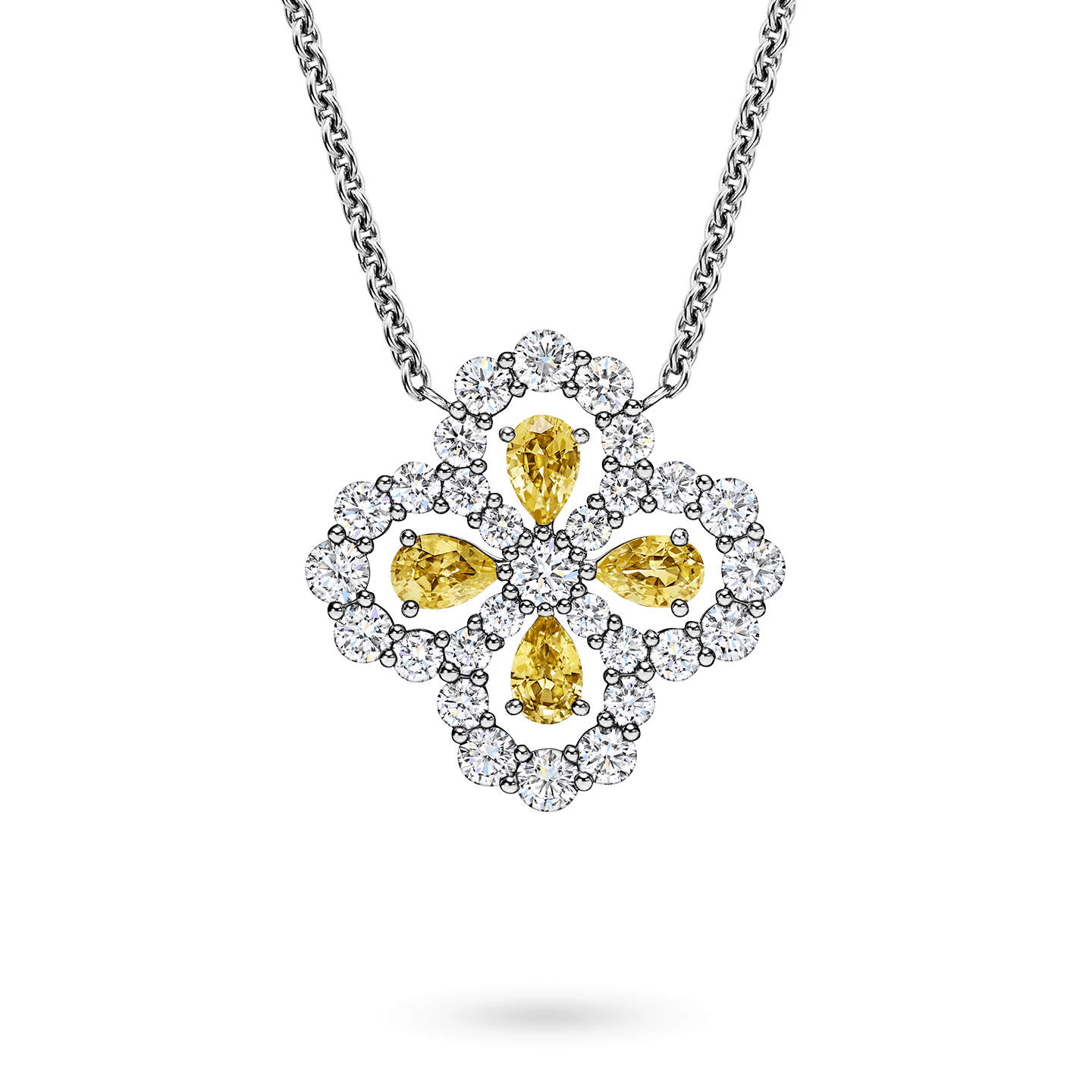 Pendentif Diamond Loop en saphir jaune et diamant sur une chaîne