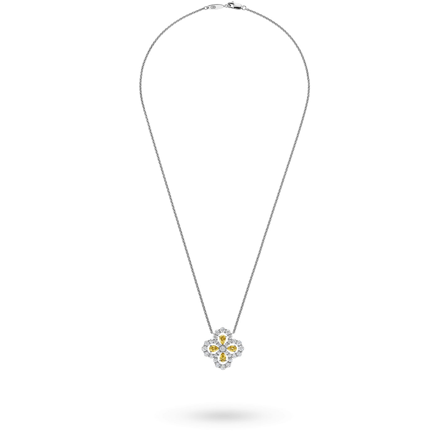 Diamond Loop Full Motif Yellow Sapphire and Diamond Pendant on a longer chain