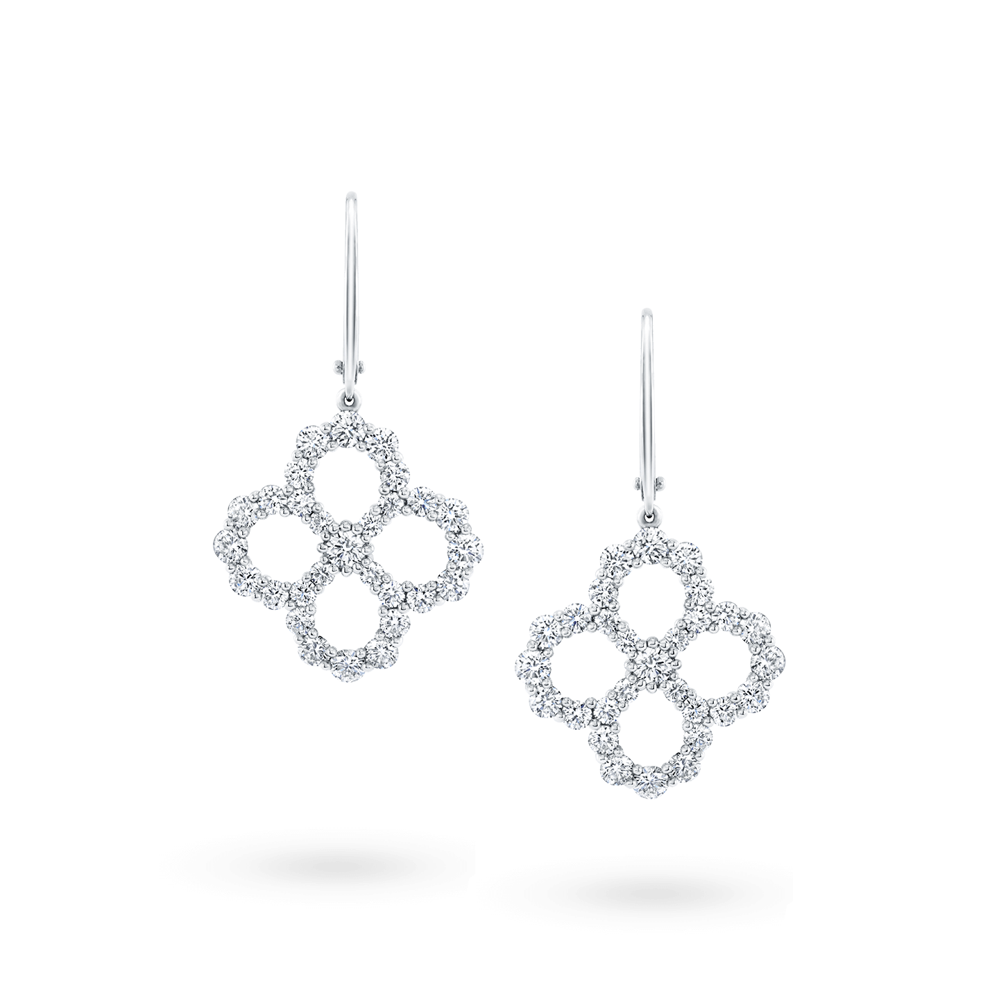 Diamond Loop Open Motif Diamond Earrings on Platinum Wire, Product Image 1