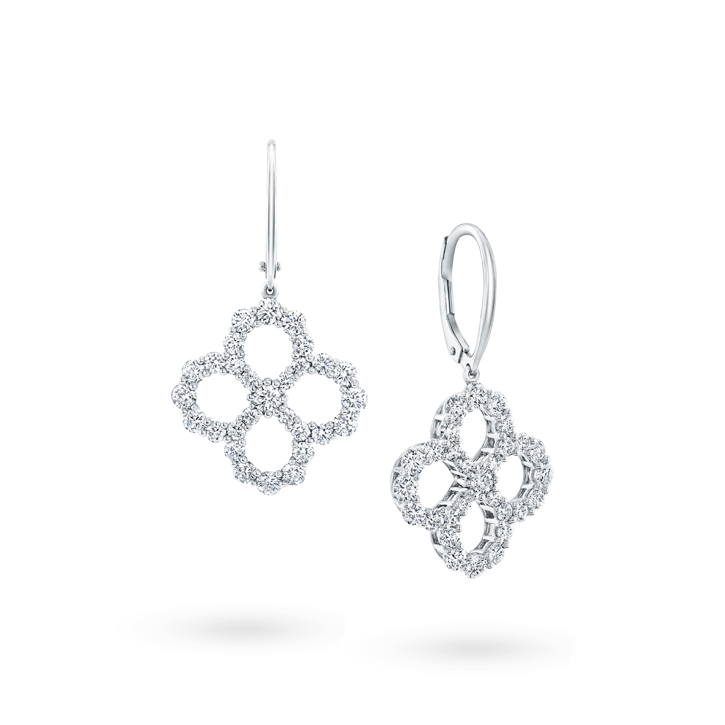 Diamond Loop Open Motif Diamond Earrings on Platinum Wire, Product Image 2