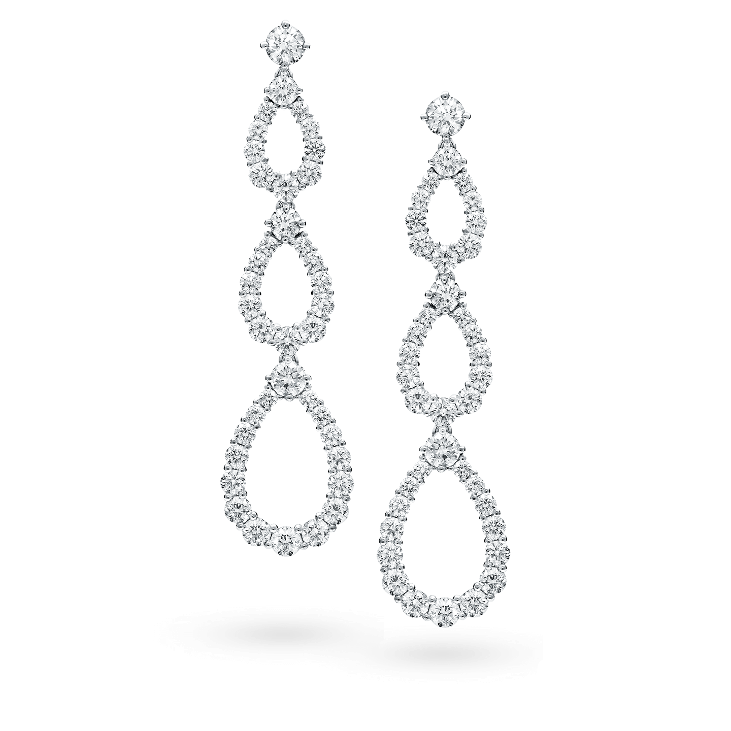 Diamond Loop Triple Diamond Loop Diamond Earrings, Product Image 1