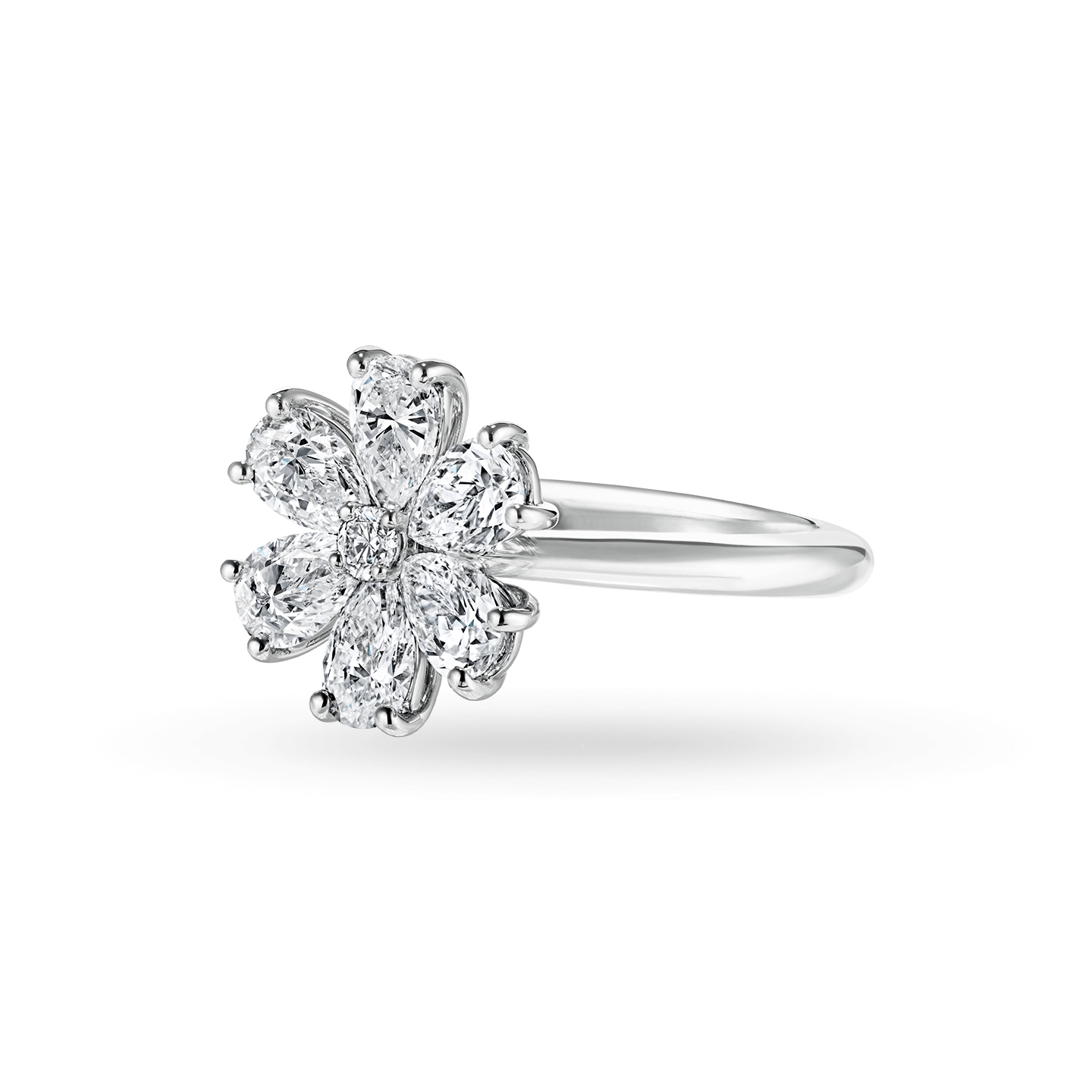 Angled view of the Forget-Me-Not Diamond Ring