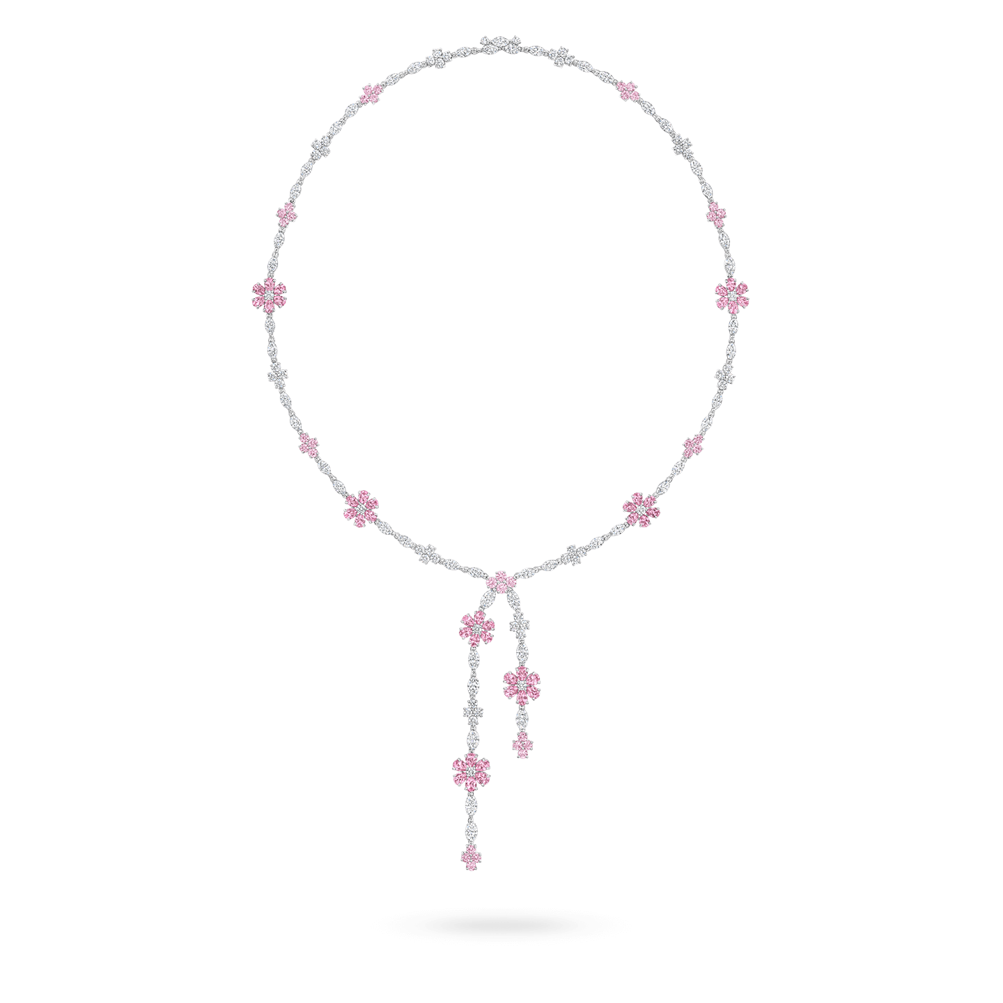 Forget-Me-Not Lariat Pink Sapphire and Diamond Necklace, Product Image 1
