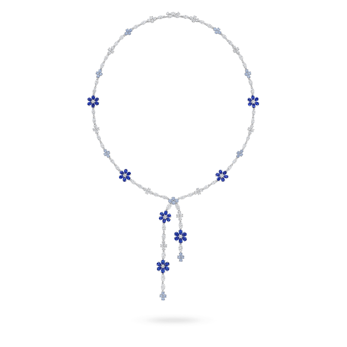 Forget-Me-Not Pink Sapphire and Diamond Lariat Necklace