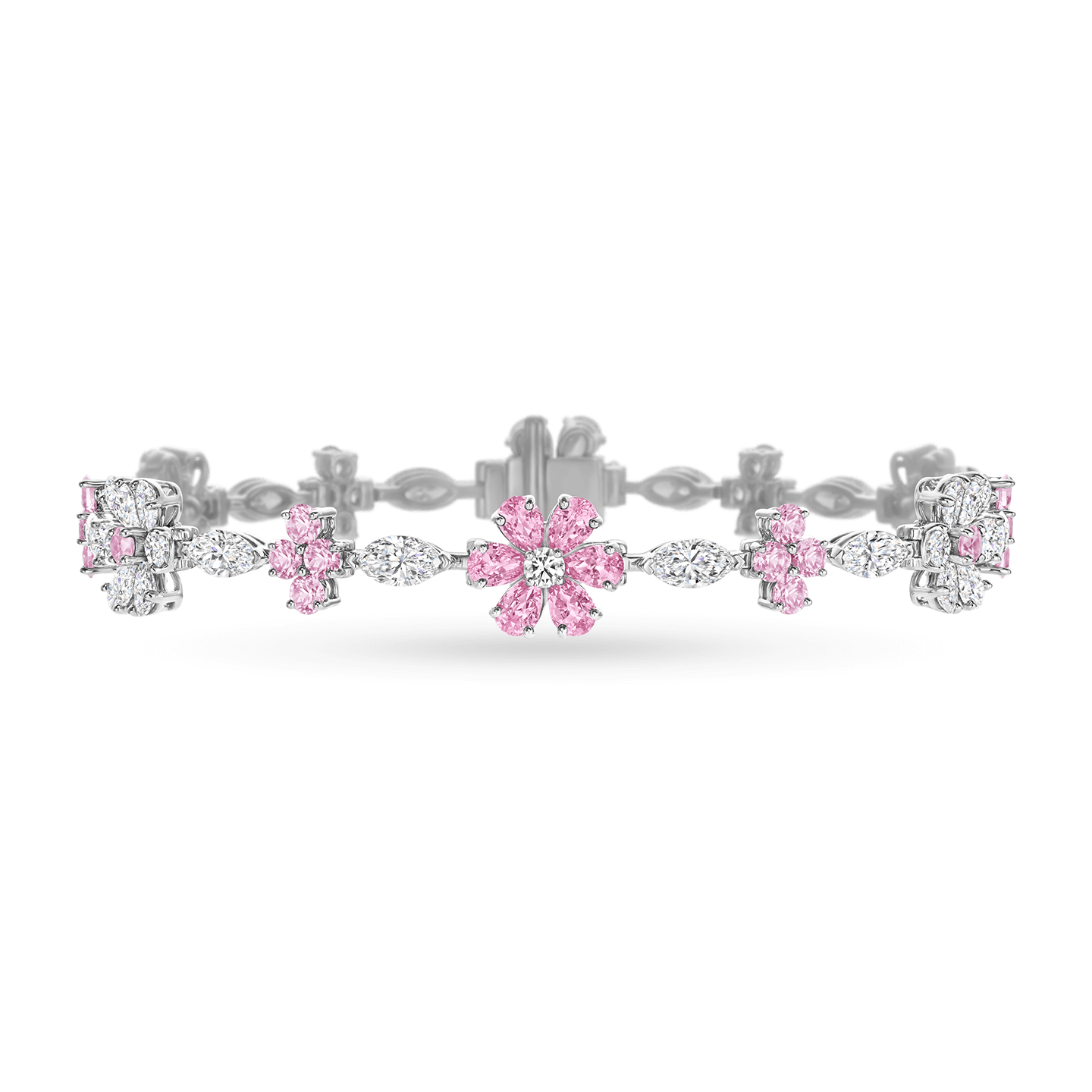 Forget-Me-Not Pink Sapphire and Diamond Bracelet, Product Image 1