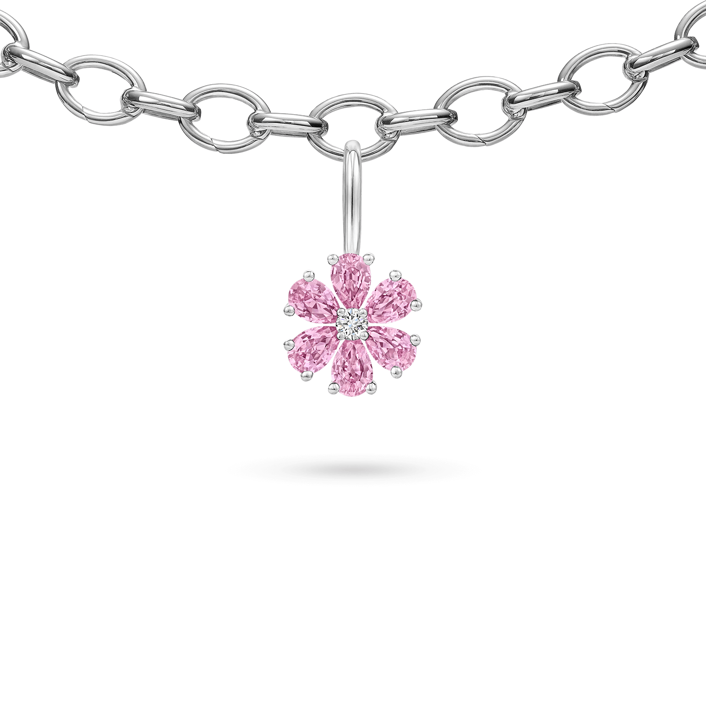 Forget-Me-Not Pink Sapphire and Diamond Charm, Product Image 3